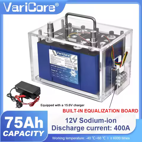 12V 75Ah Sodium-ion Battery Low-Temperature Resistant Built-in Equalization Board for Solar Off-Grid