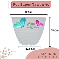 Ori Pot Tawon 40 Cm Putih Pot Plastik Bunga Tanaman Jumbo Besar murah