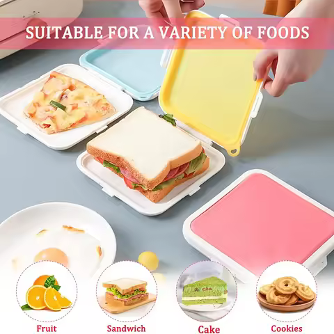 Sandwich Container Silicone Sandwich Toast Bento Box Portable Sandwich Storage Box Food Container Sn