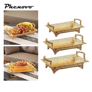 [Phenovo] Iron Golden Fruit Tray with Handles Countertop Tray Desert Tray Storage