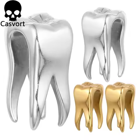 Casvort 2PCS 00g 10mm Fashion Tooth Ear Weights Hangers Ear Plugs Saddle Plugs 316 Stainless Steel P