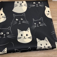 5451-Black White Cat Print Series Thin Style Umbrella Cloth Waterproof Cloth/Width 145cm