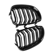 Front Kidney Grille Double Slats Glossy Black For 2003-2009 BMW 5 series 520i 523i 525i 528i 530i 53