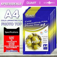 [1 PACK] QUAFF Photo Top Cold Laminating Film A4 Size (Glossy / Matte / 3D / Glitter) | XPD Cold Lam