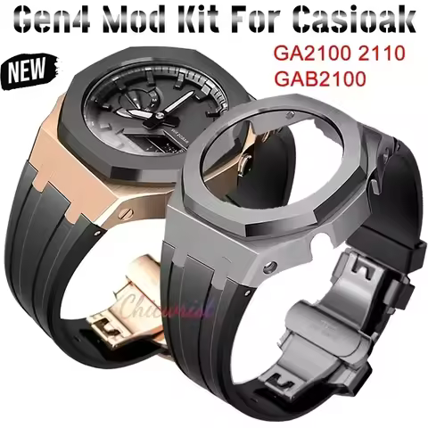 Gen4 Mod Kit For Casioak GA2100 GA2110 Stainless Steel Metal Bezel Rubber Strap for Casioak GAB2100 