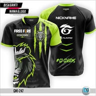 DJ Esports baju gamers ff/baju gamers ff nickname guild/Jersey Esport Gaming ROG/FF/PUBG/ML/COD Full