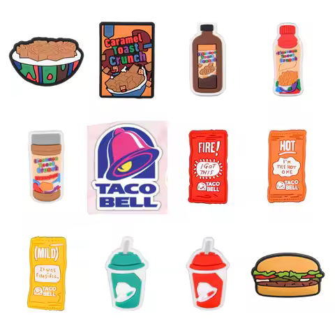 Cute Fast Food Burger Shoes Charms Men Women Taco Bell Shoe Decoration Accessories For Kids Boy Girl