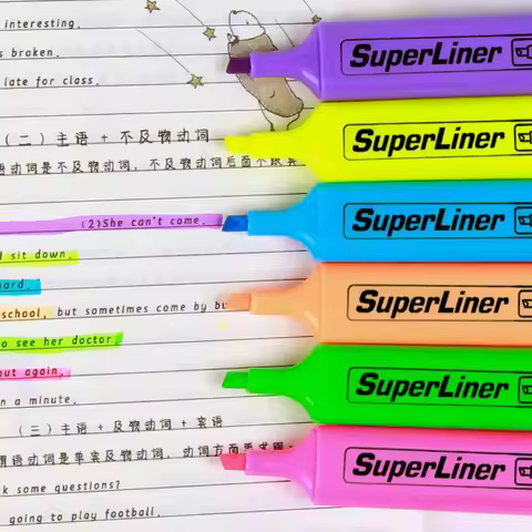 Flat Shape Colorful Highlighters Art Markers 4/6 Colors Pastel Markers School Office Supplies Obliqu