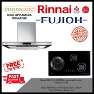 Rinnai RH-C91A-SSVR Chimney Hood + Fujioh FH-GS5035 SVGL Black Glass Gas Hob BUNDLE DEAL - FREE DELIVERY