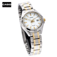 Velashop นาฬิกาข้อมือผู้หญิงคาสิโอ Casio Standard สายสเเตนเลส 2 กษัตริย์ หน้าปัดเงิน รุ่น LTP-1308SG