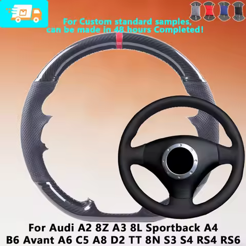 Custom Carbon Fiber Leather Car Steering Wheel Cover For Audi A2 8Z A3 8L Sportback A4 B6 Avant A6 C