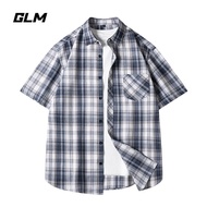 เสื้อเชิ้ตลายสก็อตแขนยาวทรงหลวมสำหรับผู้ชาย แฟชั่นฤดูใบไม้ร่วง แบรนด์ GLM คุณสมบัติพิเศษ โพลีเอสเตอร