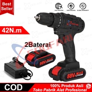 Impact Cordless Drill 48VF / Mesin Bor 2 Baterai tanpa kabel Untuk Tembok Beton