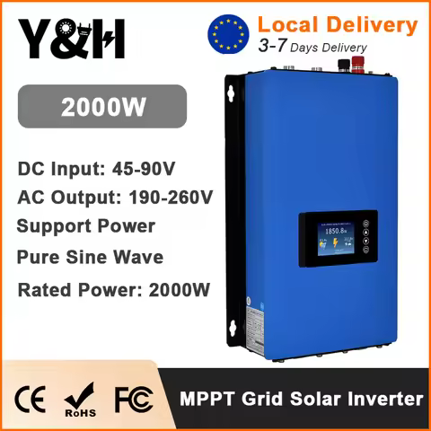 Y&H 1KW 2KW Solar Grid Tie Inverter with Limiter for Solar Panel/Battery DC input 22-65V/45-90V AC o