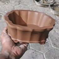 MAWAR BONSAI POT cement bonsai pot size 19x17x7 rose shape / Bonsai pot