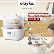 Olayks 3L Multifunction Electric Cooker With Steamer Steamboat Cooker Hotpot Food Steamer Dual Layer