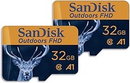 SanDisk 32GB 2-Pack Outdoors FHD microSDHC UHS-I Memory Card with SD Adapter (2x32GB) - Up to 100MB/