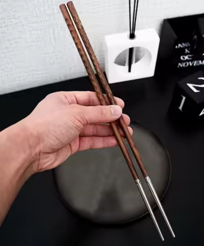 Black Walnut Stainless Steel Chopsticks Fried Chopsticks Hot Pot Chopsticks Lo mein Chopsticks Exten