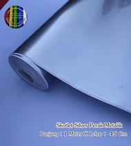 Stiker Skotlet Perak Silver Metalik kilap Glossy Motor mobil ( ukuran 1 Meter x 45 Cm)