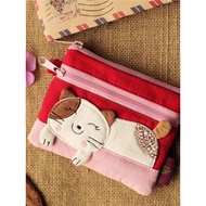 Cute Cute Cute Cat Multi-Layered Fabric Coin Bag Zipper