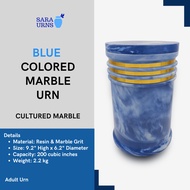 [saraurnsph] Blue Colored Marble Urn Cultured Marble Blue Urn Marble Urn for Adult Human Ashes