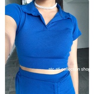 Rib daisy collar not crop daisy crop/ daisy crop top set daisy collar by atc