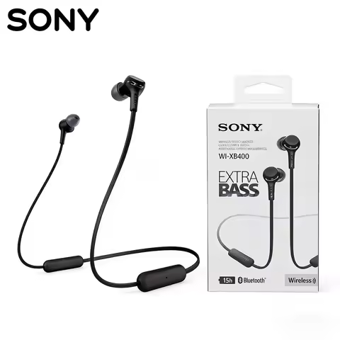 SONY WI-XB400 Extra Bass Wireless In-Ear Headphones, Neckband with Mic, 15H Battery Life, IPX4 Sweat