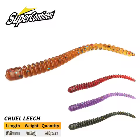 Supercontinent cruel leech Soft Baits 54mm/20pcs Artificial Fishing Lures Sea Worms Earthworm Fishin