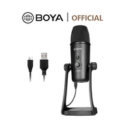 BOYA BY-PM700 USB Microphone Professional Type-C USB-A Condenser Desktop Mic with 4 Polar Pattern for iPhone iPad Laptop Smartphones PC Computer Windows Podcast Streaming Gaming