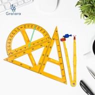 [GRALARA] 4Pcs Math Geometry Ruler Kit Triangle Ruler Drawing Math Ruler Teaching Aids for School Of