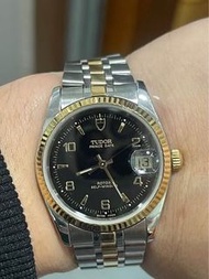 新裝 Tudor 74033 金鋼 少有黑面金字 特價$9999