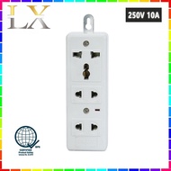250V 10A Extension Universal Socket Outlet Surface With Pilot Lamp,Hook(3 Gang) Extension Plug Socke