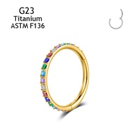 [Rijb] Astm F136 Titan khuyên mũi 5A Zircon bông tai màu sắc Tai Tragus sụn Piercing Helix Daith Hoo