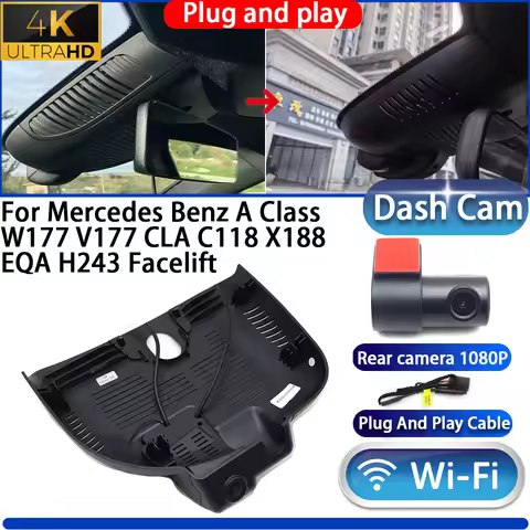 For Mercedes Benz A Class W177 V177 CLA C118 X188 EQA H243 Facelift Dash Cam Camera DVR 4K UHD Wifi 