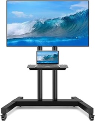 TVON Mobile TV Cart with Wheels for 40-80 Inch LCD LED OLED Flat Curved Screen TVs, Height Adjustable Rolling TV Stand Holds up to 110 lbs, Outdoor TV Stand Trolley Max VESA 600x400mm