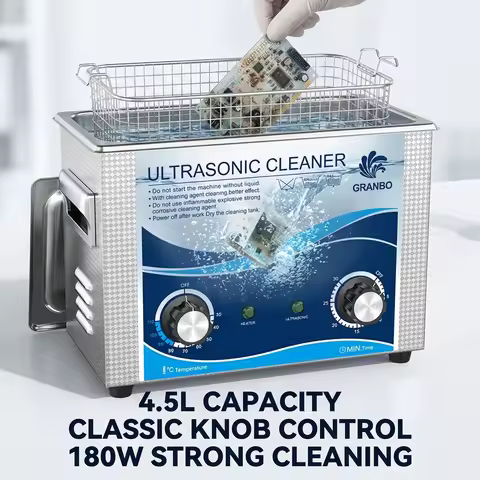4.5L 180W Ultrasonic Cleaner with Timer Knob Control 40KHz for Dental Tools 3D Models Auto Part Clea