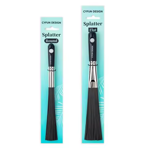 Flat/Round Splatter Brush Taklon Bristles Birchwood Handle for DIY Scrapbooking Paper Card Adding Sp