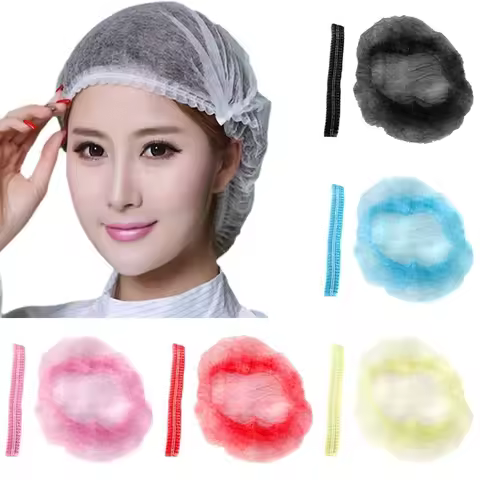 100 PCS Disposable Microblading Non Woven Fabric Makeup Hair Net Cap Sterile Hat Chef Catering Dust 