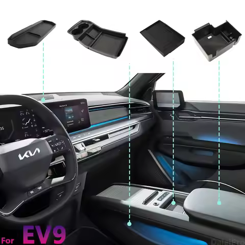 For KIA EV9 2024 2025 Car Armrest Storage Box Lower Center Console Organizer Cup Holder Storage Box 