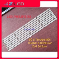 PHILIPS 55 INCH TV LED BAR SET OF 8 BARS EACH BAR 5 BALLS AND TYPE SET OF 8 BARS EACH BAR 6 BULBS, E