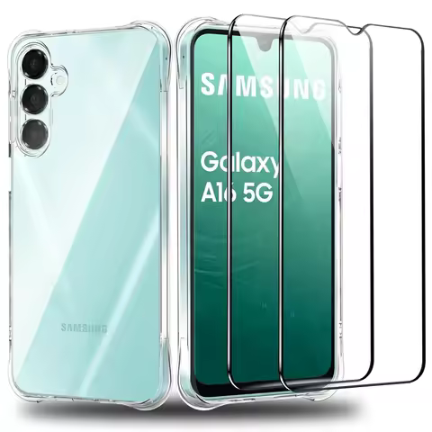 Case with Glass for Samsung Galaxy A16 5G A06 A15 5G 4G A25 A35 A55 Silicone Cover for Samsung A 16 