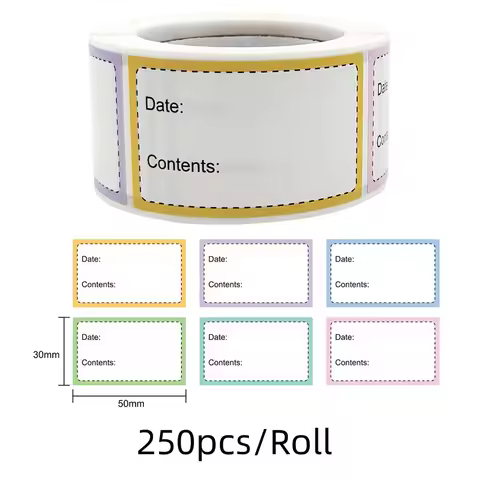 250pcs/roll Kitchen Date Roll Paper Label Waterproof Food Storage Stickers Removable Storage Sticker