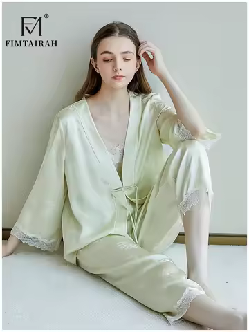 FIMTAIRAH 6A 19MM three-piece in set Hangzhou Silk 100% mulberry silk home dress three-piece set sil