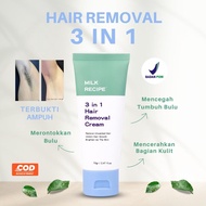 MILK RECIPE 3 IN 1 HAIR REMOVAL CREAM PERONTOK BULU CREAM PENGHILANG BULU MILK RECIPE HAIR REMOVAL