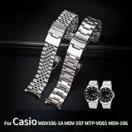 For Casio MDV106-1A MDV-107 MTP-VD01 MDV-106D Strap Stainless Steel Wristband Metal Bracelet 20mm 22mm  Watch Strap Replacement Watchband