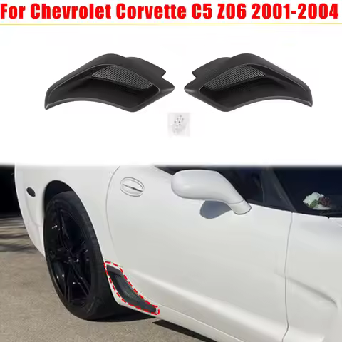 For Chevrolet Corvette C5 Z06 2001-2004 Rear Brake Duct Scoop Vent Kit Glossy Black Carbon Fiber Pai