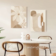 [Solid Wood Frame] Nordic Ins Cream Style Abstract Art Geometric Plant Lines Minimalist Living Room 