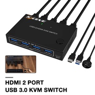 B 3.0 HDMI KVM Switch HD 4K@60Hz KVM HDMI Switch Controls 2 Computers Or Laptop Monitors Dual Input Display 18Gbps High