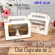 10pcs Cake Box Bread Snack Snack Snack Size 16.5x18.5x13 cm WhiteIVORY Cupcake Box/ contains 2 Secti