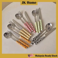 JK HOME Ins Korea Checkered Cutlery Set